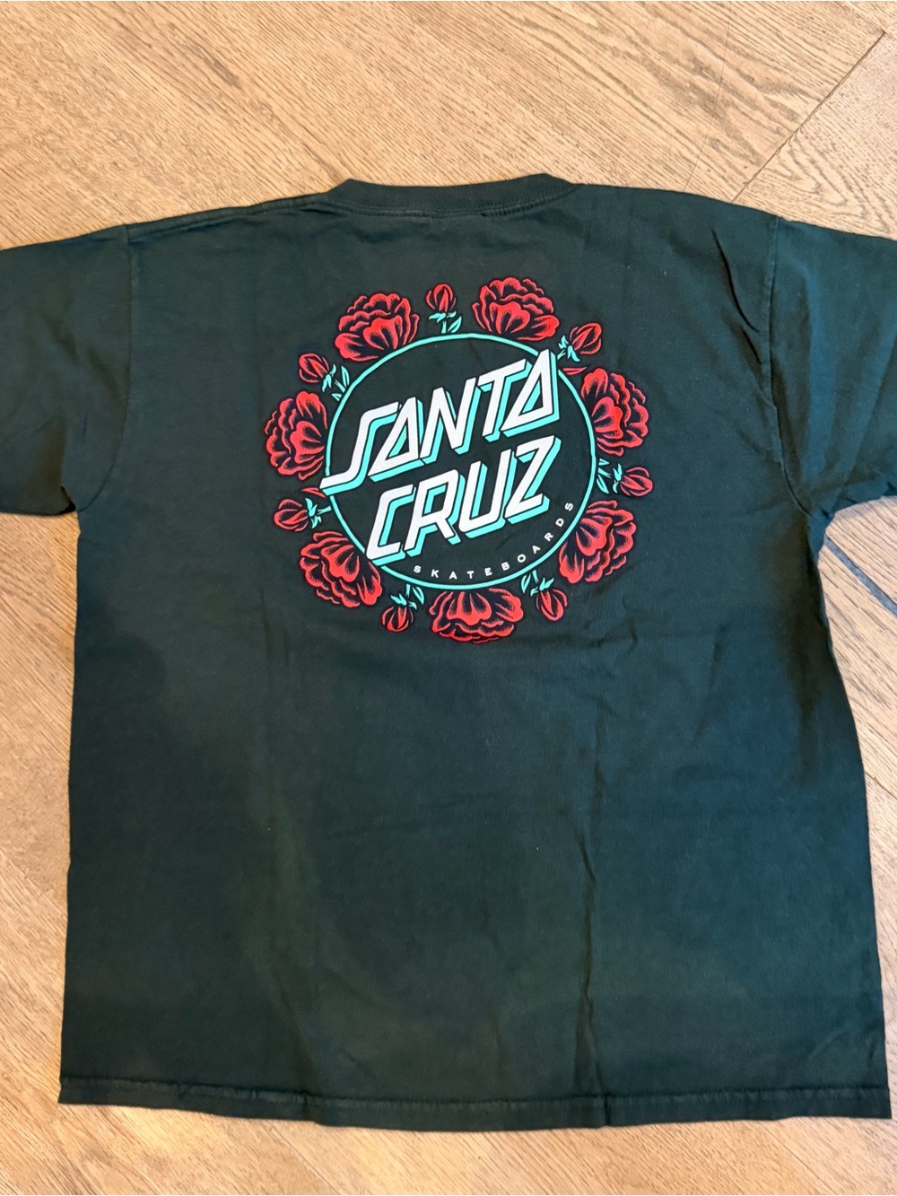 Santa Cruz Skateboards boys Forest Green Tee with Red Logo